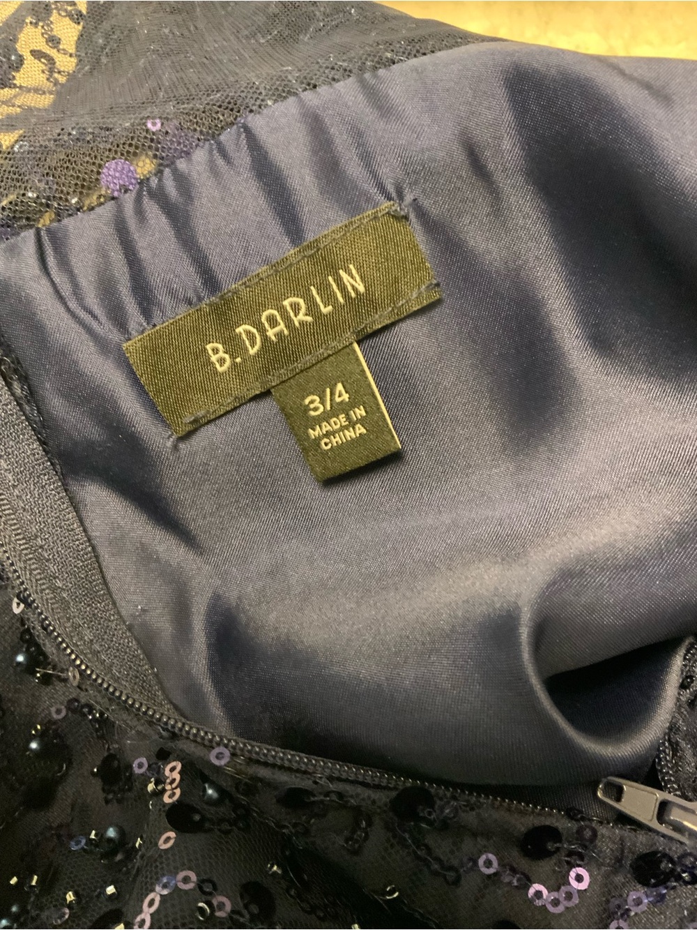 B Darlin Navy Sequin Bow-Front Maxi Dress - Picture 10 of 11